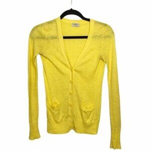 Wallace Yellow V Neck Cardigan XS